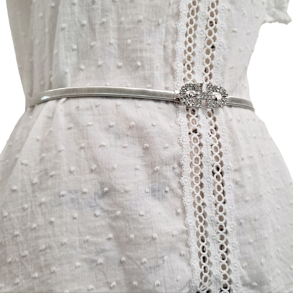 Silver Rhinestone Stretch Thin Waist Belt Boho Glam for Wedding special event - Picture 7 of 11